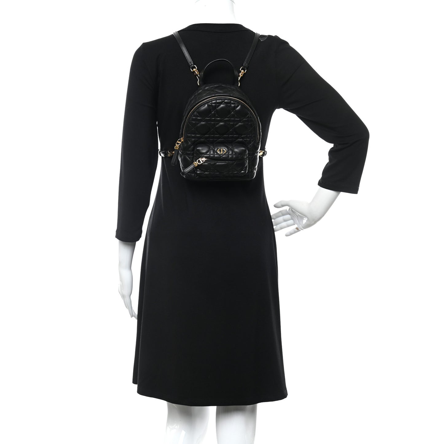 Lambskin Cannage Mini Backpack Black