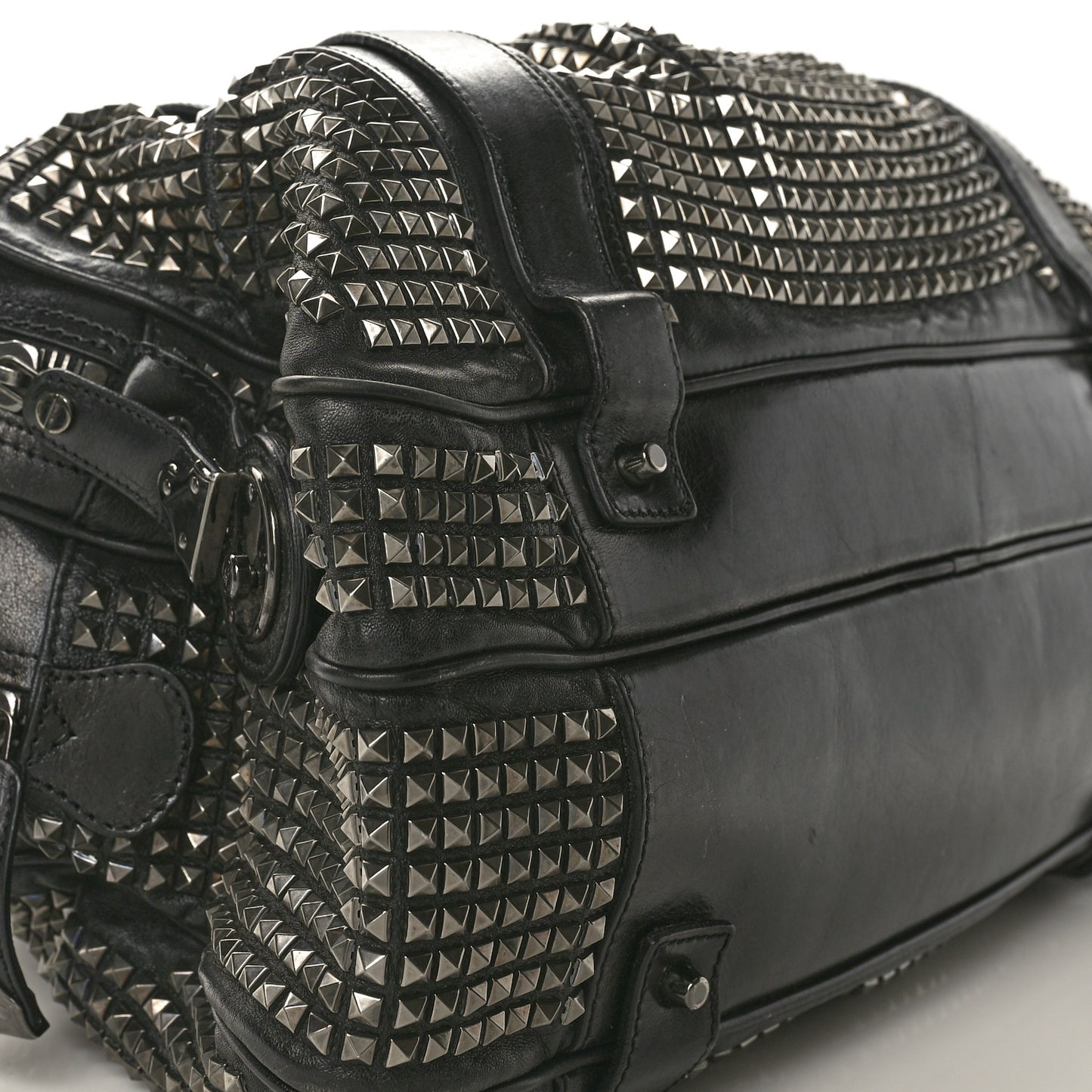 Prorsum Calfskin Studded Knight Satchel Black