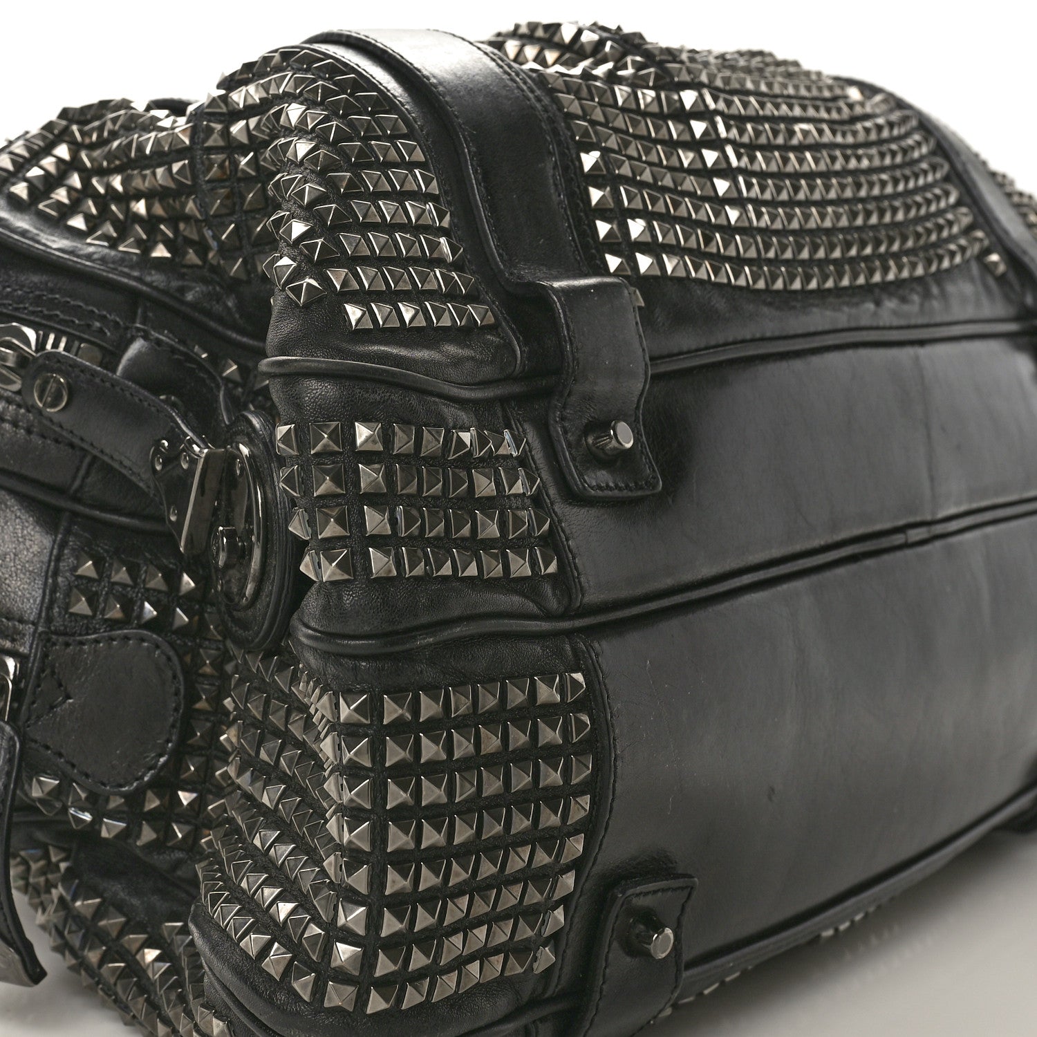 Burberry Prorsum Calfskin Studded Knight Satchel Black 9 of 10