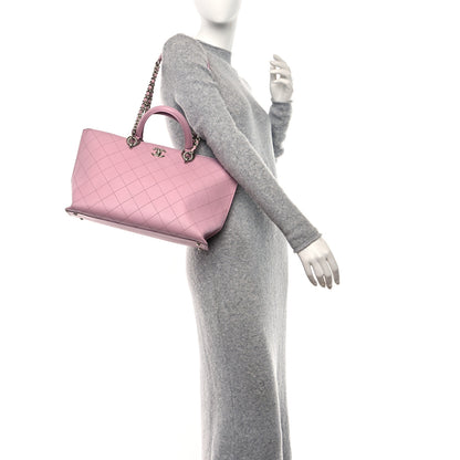 Chanel Calfskin Stitch Medium Ring My Bag Shopping Tote Pink 2 of 14