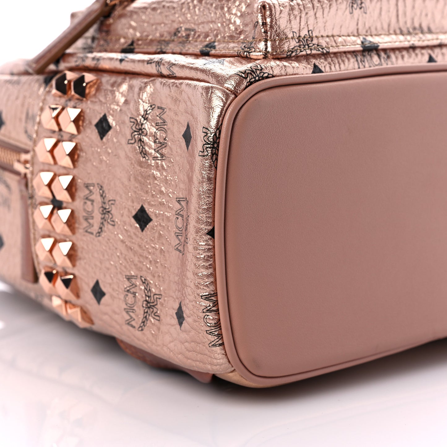 Metallic Visetos Side Stud Mini Stark Backpack Champagne Gold