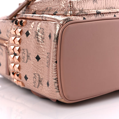 MCM Metallic Visetos Side Stud Mini Stark Backpack Champagne Gold 7 of 11