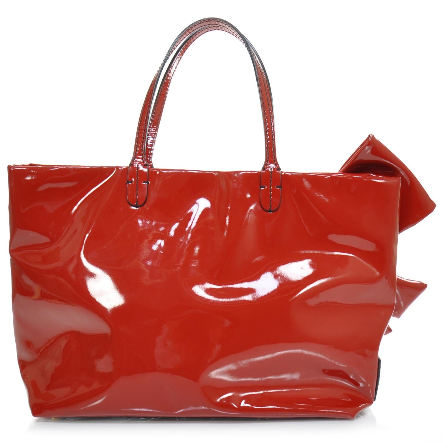 Valentino Garavani Patent Lacca Bow Tote Red 4 of 8