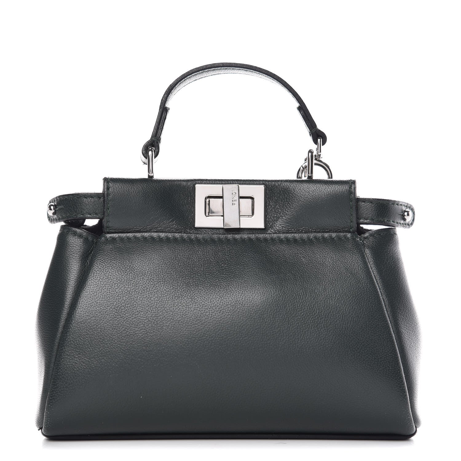 Fendi Shiny Nappa Micro Peekaboo Iconic Satchel Verde Prato 1 of 8