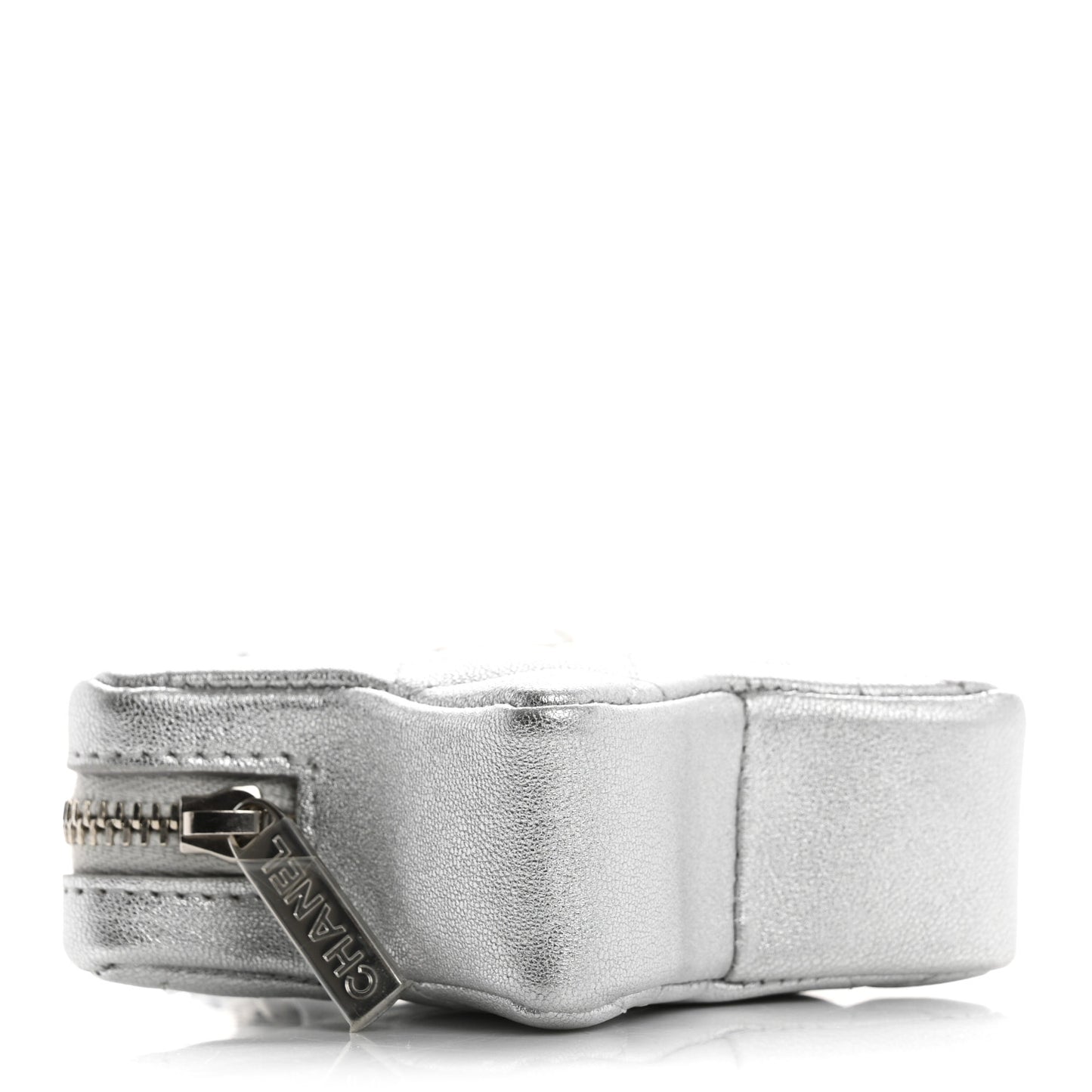 Metallic Lambskin Walk Of Fame Star Clip On Coin Purse Silver