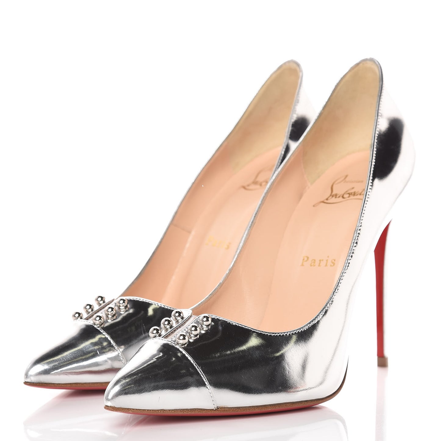 Metallic Calfskin Predu 100 Pumps 38 Silver