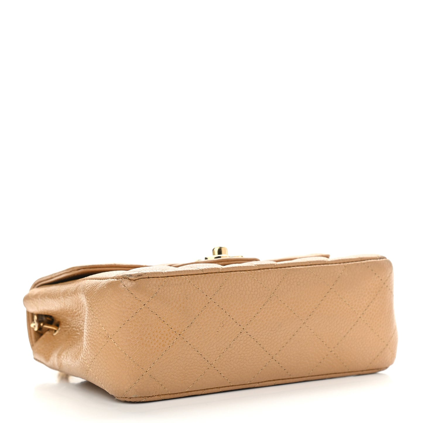 Caviar Quilted Mini Square Flap Beige