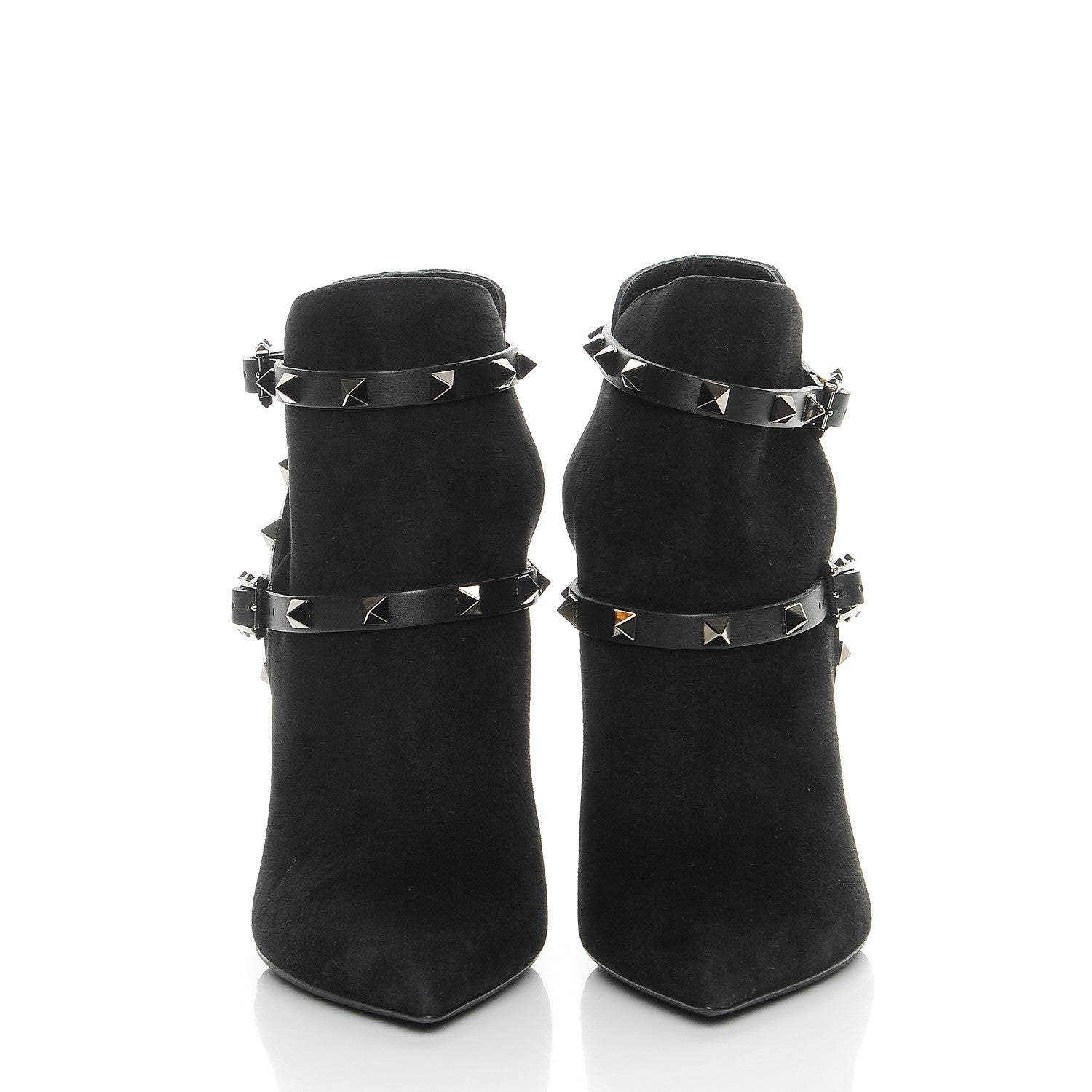 Valentino Garavani Suede Rockstud Double Buckle 100mm Ankle Boots 38 Black 2 of 9