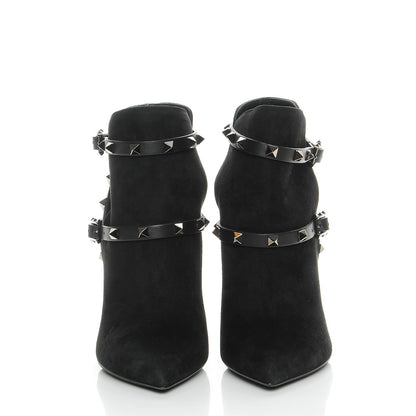 Valentino Garavani Suede Rockstud Double Buckle 100mm Ankle Boots 38 Black 2 of 9