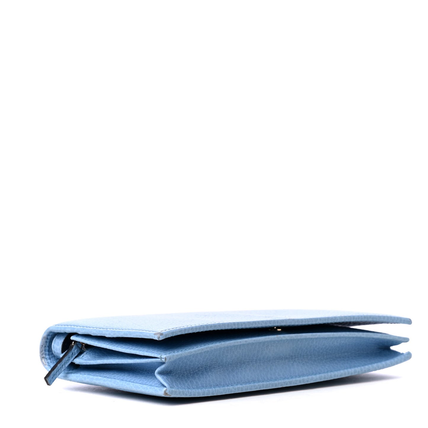Dollar Calfskin Mini Swing Wallet Bag Mineral Blue