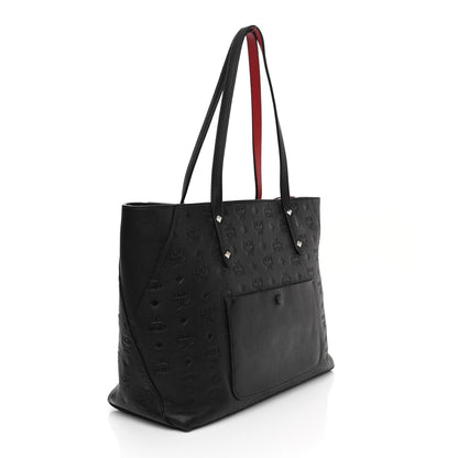 MCM Calfskin Ottomar Monogram Medium Klara Shopper Tote Black 3 of 12