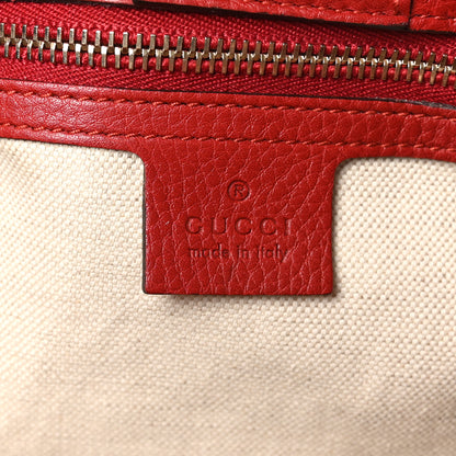 Gucci Pebbled Calfskin Medium Bamboo Shopper Tote Red 6 of 10
