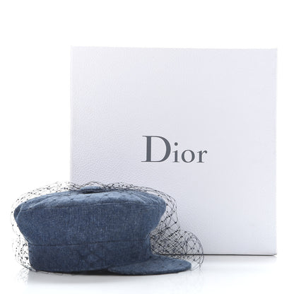 Christian Dior Denim Arty Cap with Veil 58 Blue 9 of 9