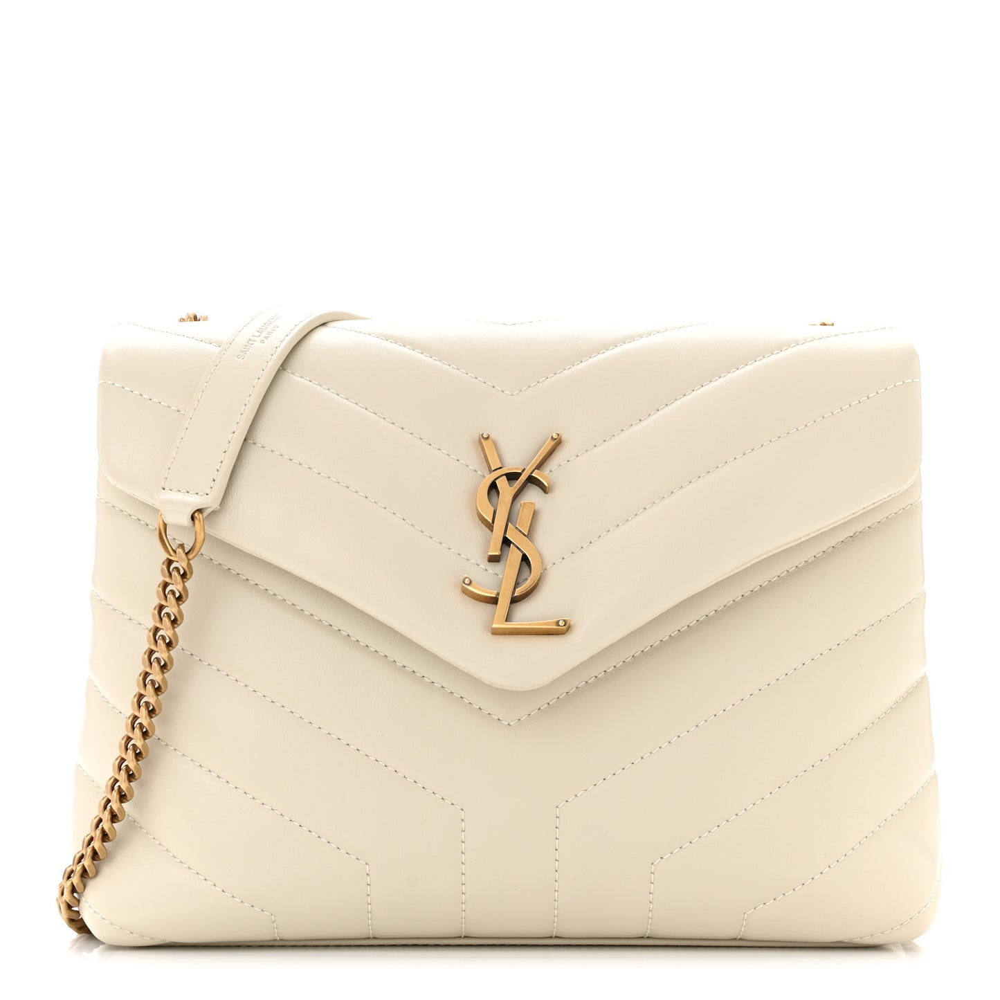 Calfskin Y Quilted Monogram Small Loulou Chain Satchel Crema Soft