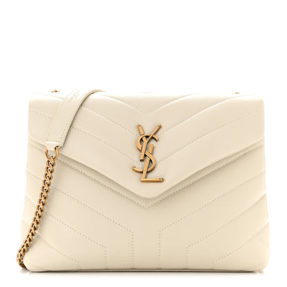 Saint Laurent Calfskin Y Quilted Monogram Small Loulou Chain Satchel Crema Soft 1 of 10