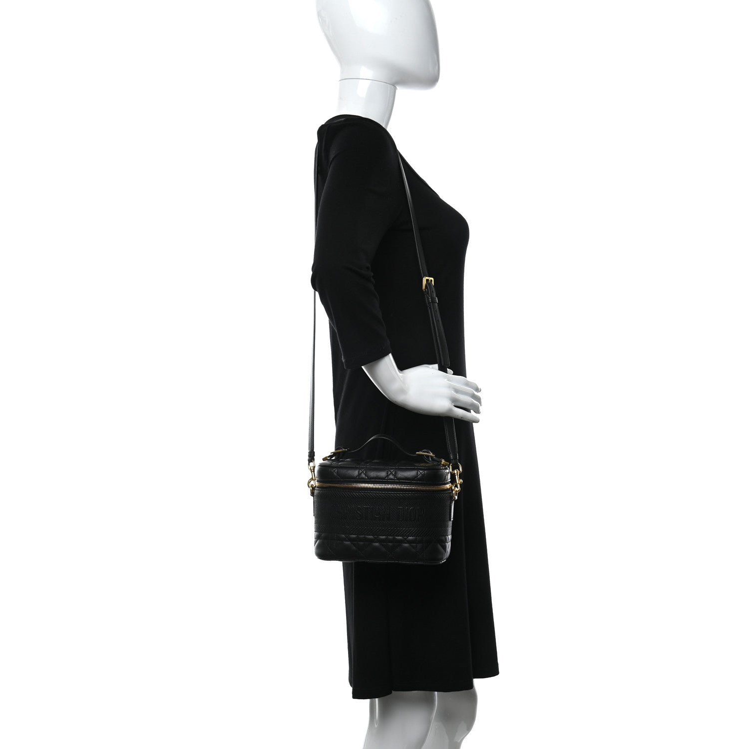 Christian Dior Lambskin Cannage Small Diortravel Vanity Case Black 2 of 7