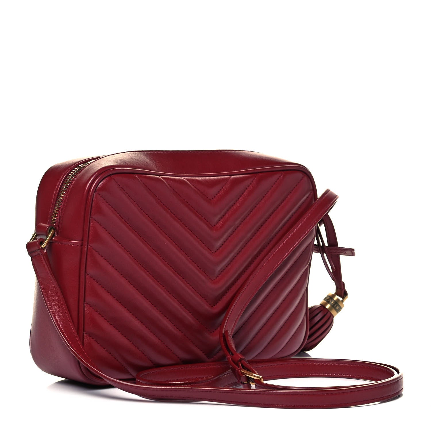 Saint Laurent Calfskin Matelasse Monogram Lou Camera Bag Dark Legion Red 3 of 9