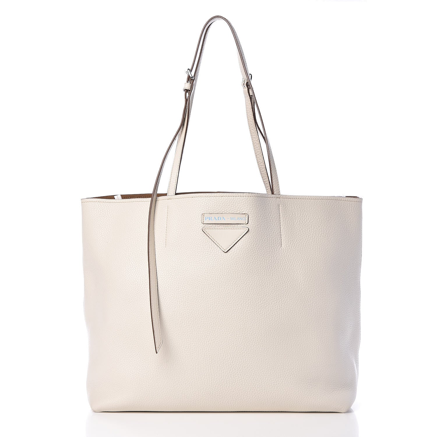 Prada Calfskin Large Concept Shopper Tote Off White 3 of 14