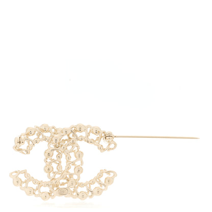 Chanel Crystal Chain Link CC Brooch Gold 2 of 3