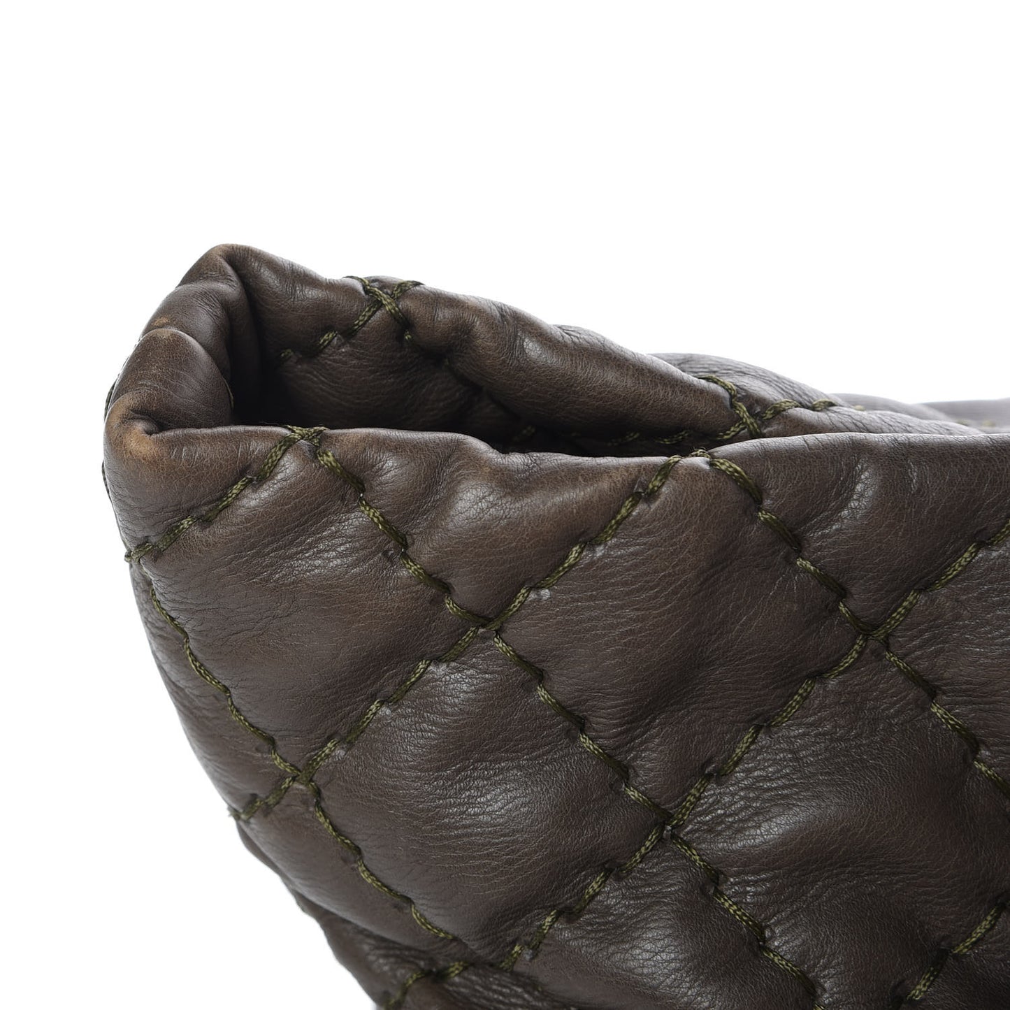 Calfskin Ultimate Stitch Shopping Tote Khaki