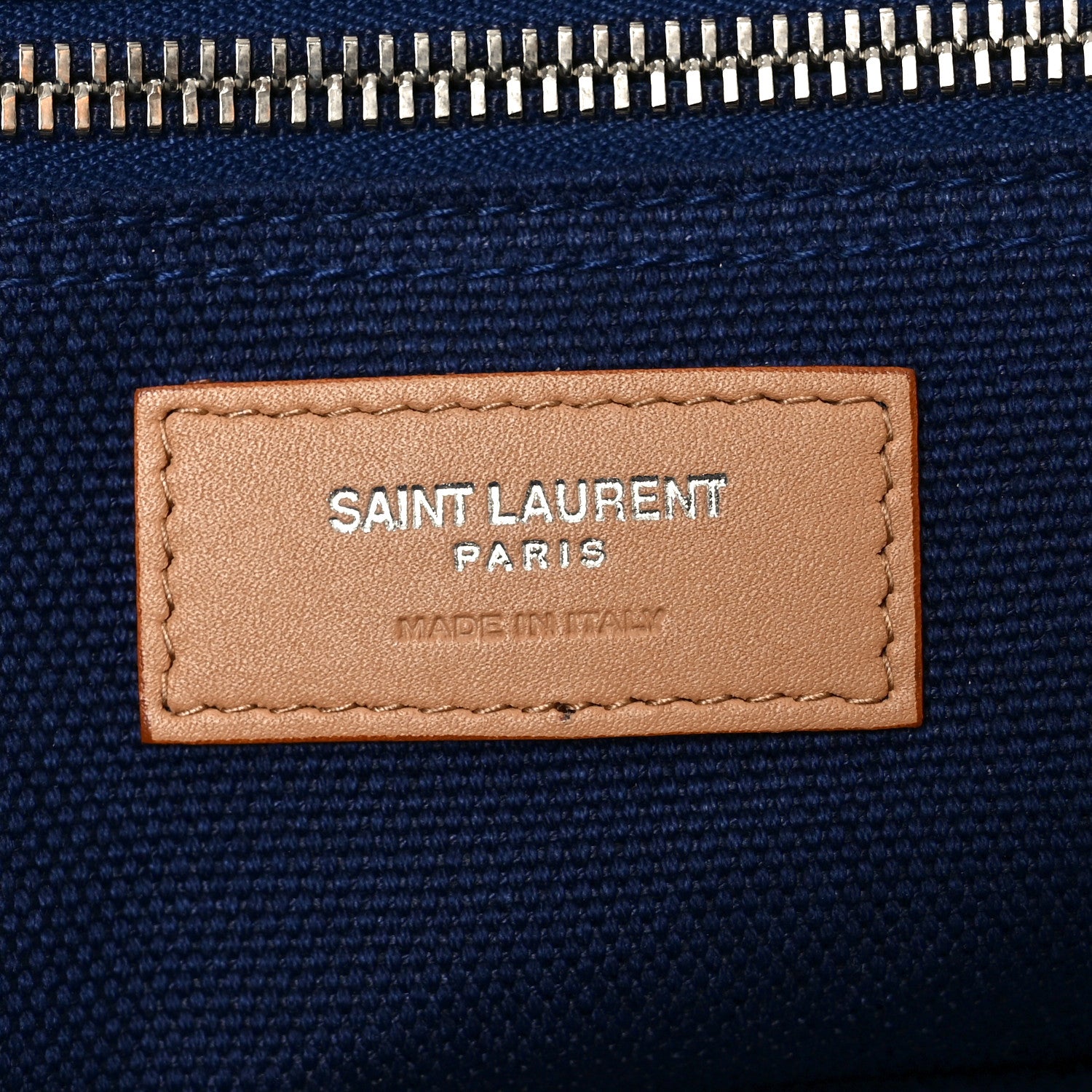 Saint Laurent Linen Calfskin Rive Gauche Tote Blue Rouge Eros 6 of 10