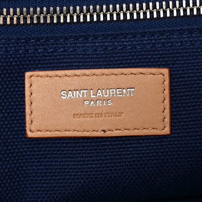 Saint Laurent Linen Calfskin Rive Gauche Tote Blue Rouge Eros 6 of 10