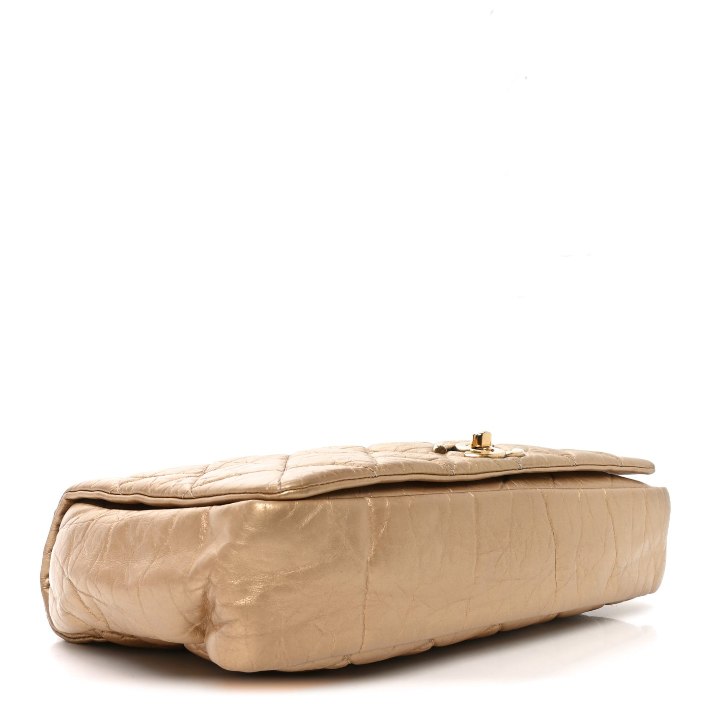 Aged Calfskin Quilted Medium Pondichery Flap Gold