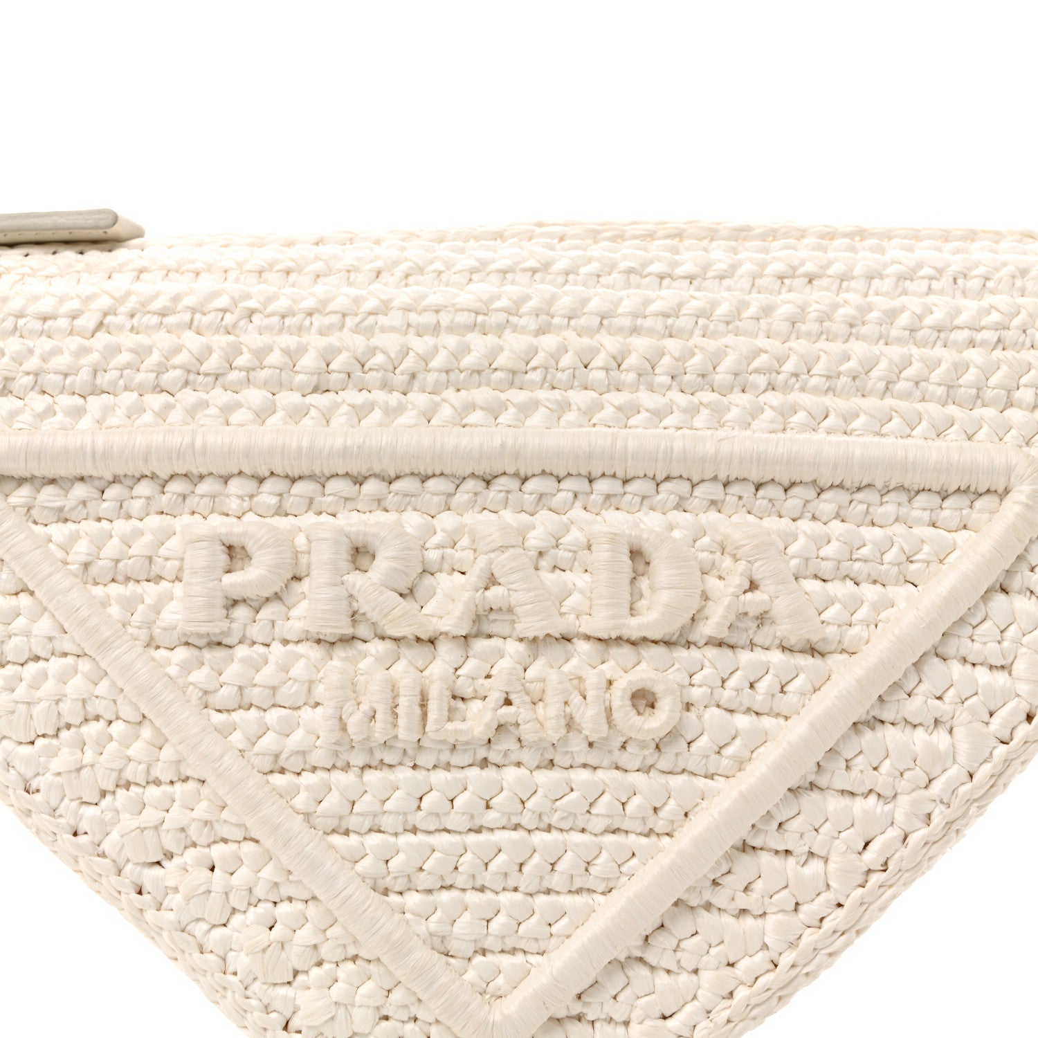 Prada Yarn Raffia Effect Crochet Triangle Shoulder Bag White 9 of 11