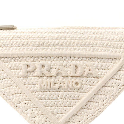 Prada Yarn Raffia Effect Crochet Triangle Shoulder Bag White 9 of 11