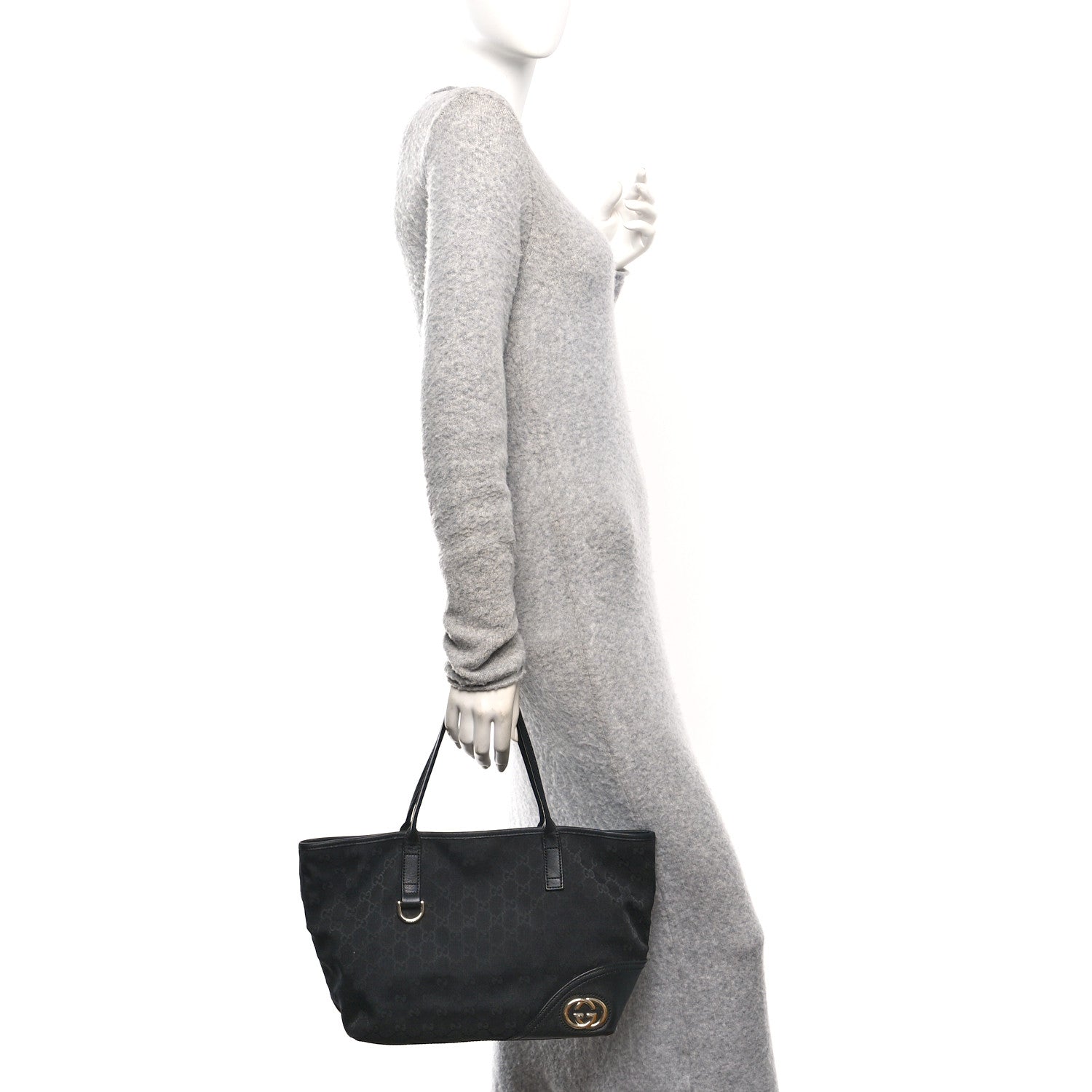 Gucci Monogram Medium New Britt Tote Black 2 of 11