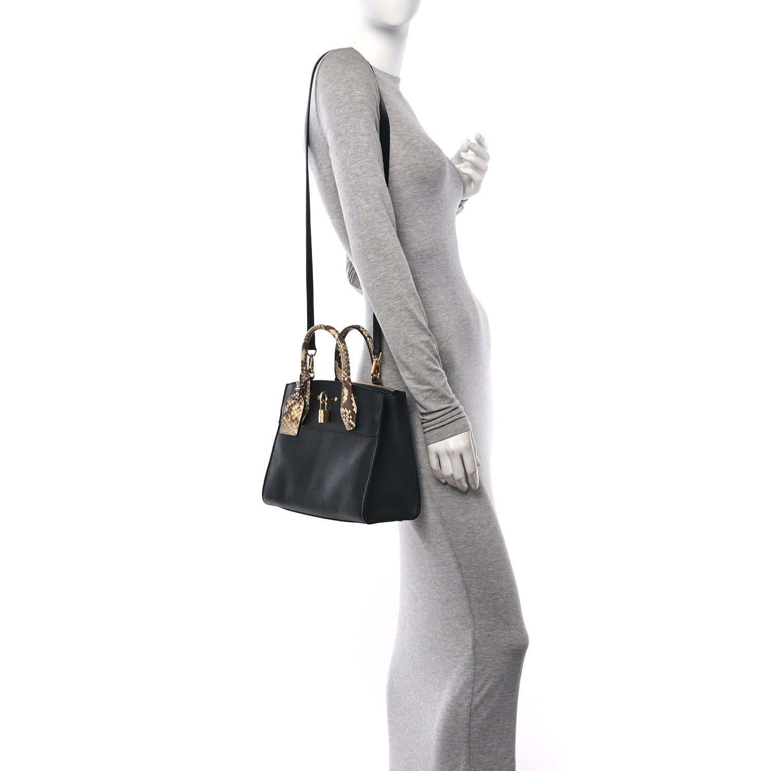 Louis Vuitton Taurillon Snakeskin City Steamer PM Black 2 of 10