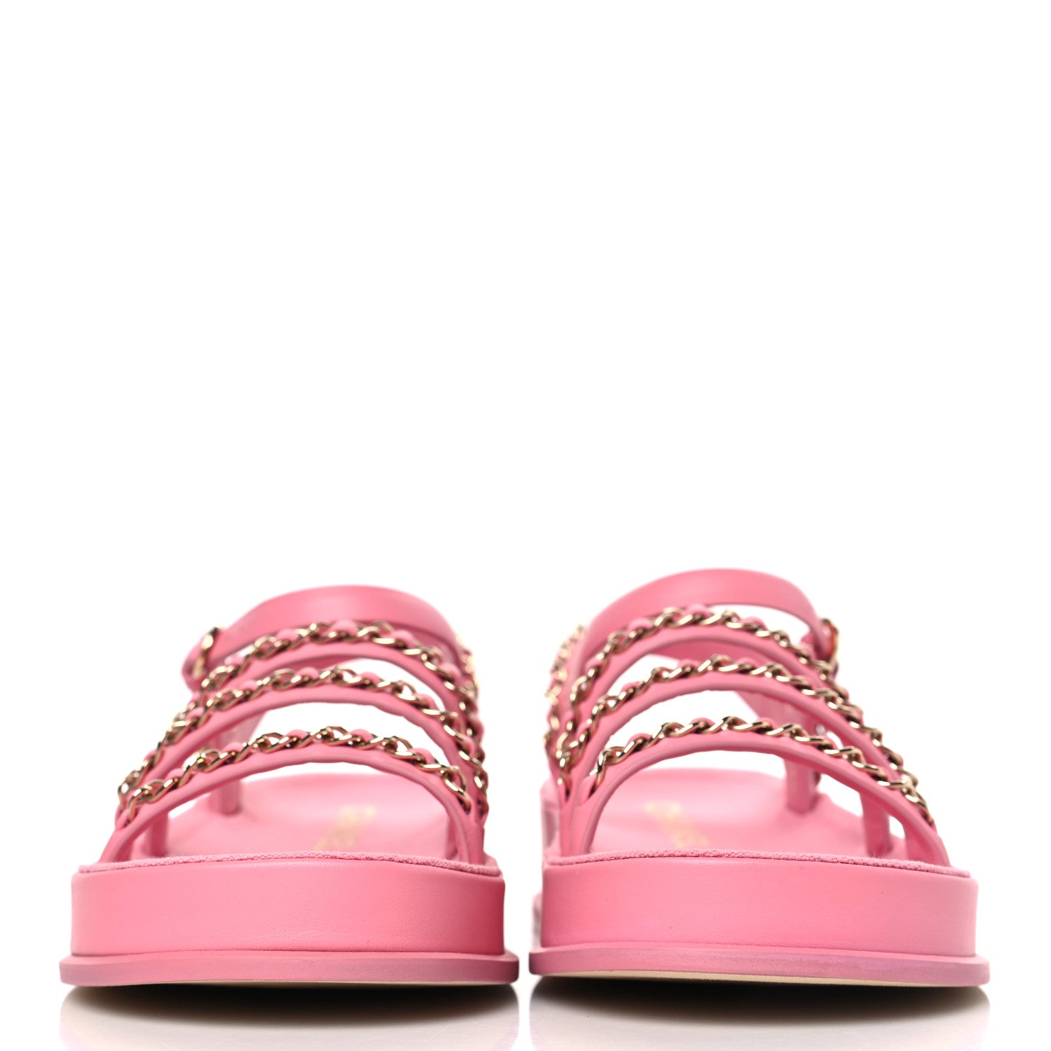 Chanel Calfskin Chain Platform Sandals 36 Pink 2 of 8