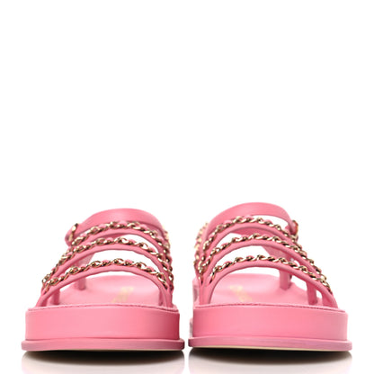 Chanel Calfskin Chain Platform Sandals 36 Pink 2 of 8