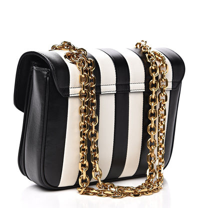 Celine Shiny Calfskin Stripes Small C Bag Black 2 of 8