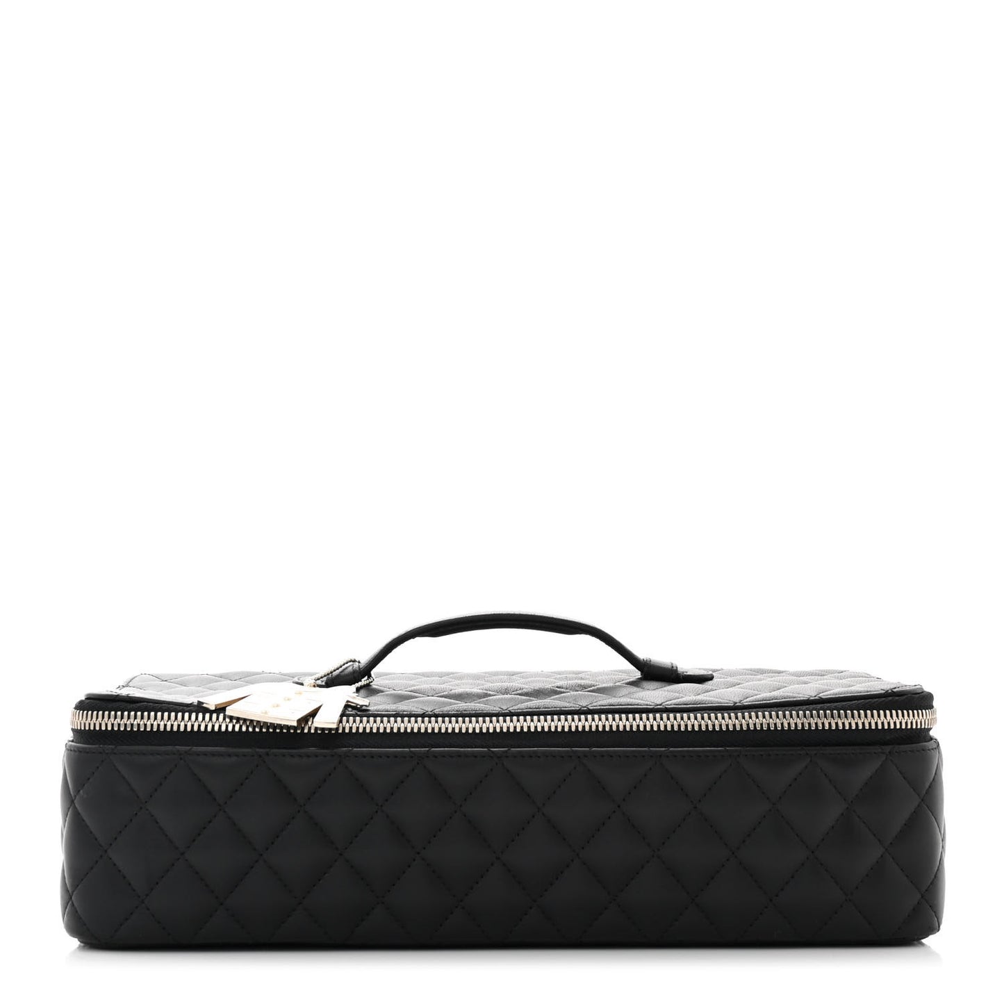 Lambskin Quilted Large Jewelry Case Black