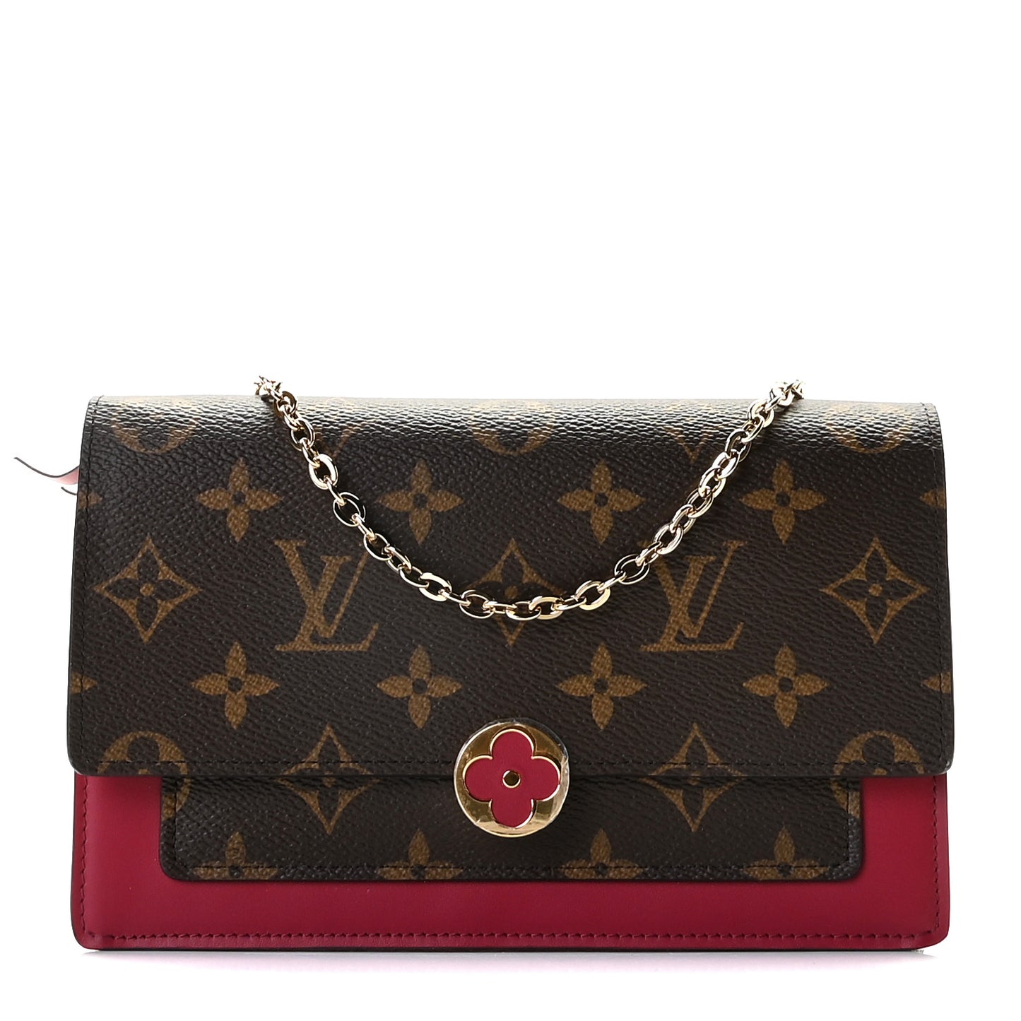 Monogram Flore Chain Wallet Fuchsia