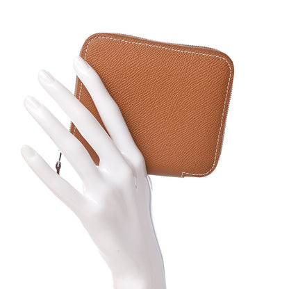 Hermes Epsom Silk'in Compact Wallet Gold Jaune De Naples 2 of 9