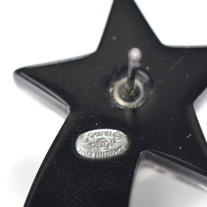 Chanel Resin Crystal CC Shooting Star Earrings Silver Purple 4 of 4