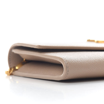 Saint Laurent Grain De Poudre Monogram Uptown Chain Wallet Nude Powder 8 of 9