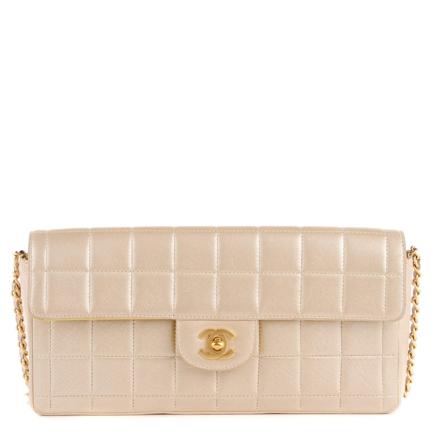 Chanel Lambskin Quilted East West Chocolate Bar Flap Light Gold 1 of 8