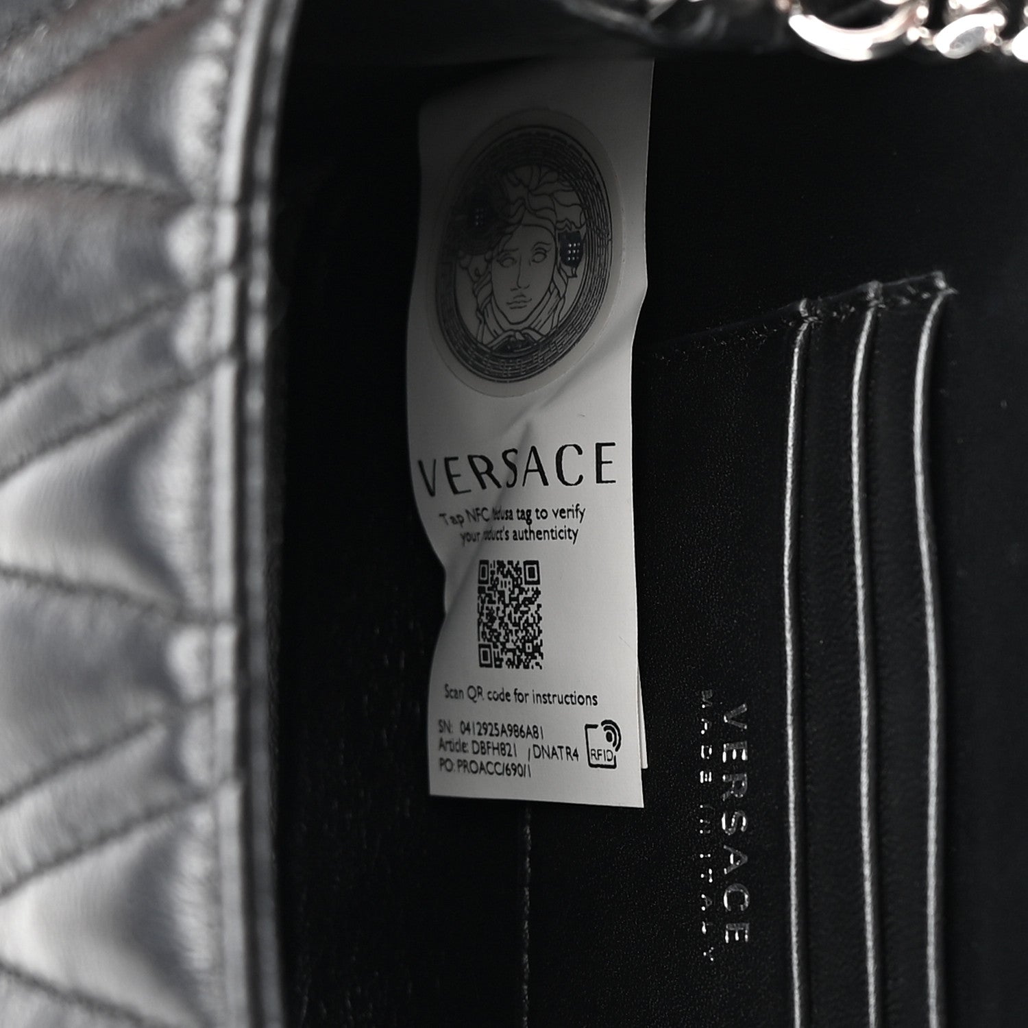 Versace Nappa Quilted Virtus Bag Black 7 of 17