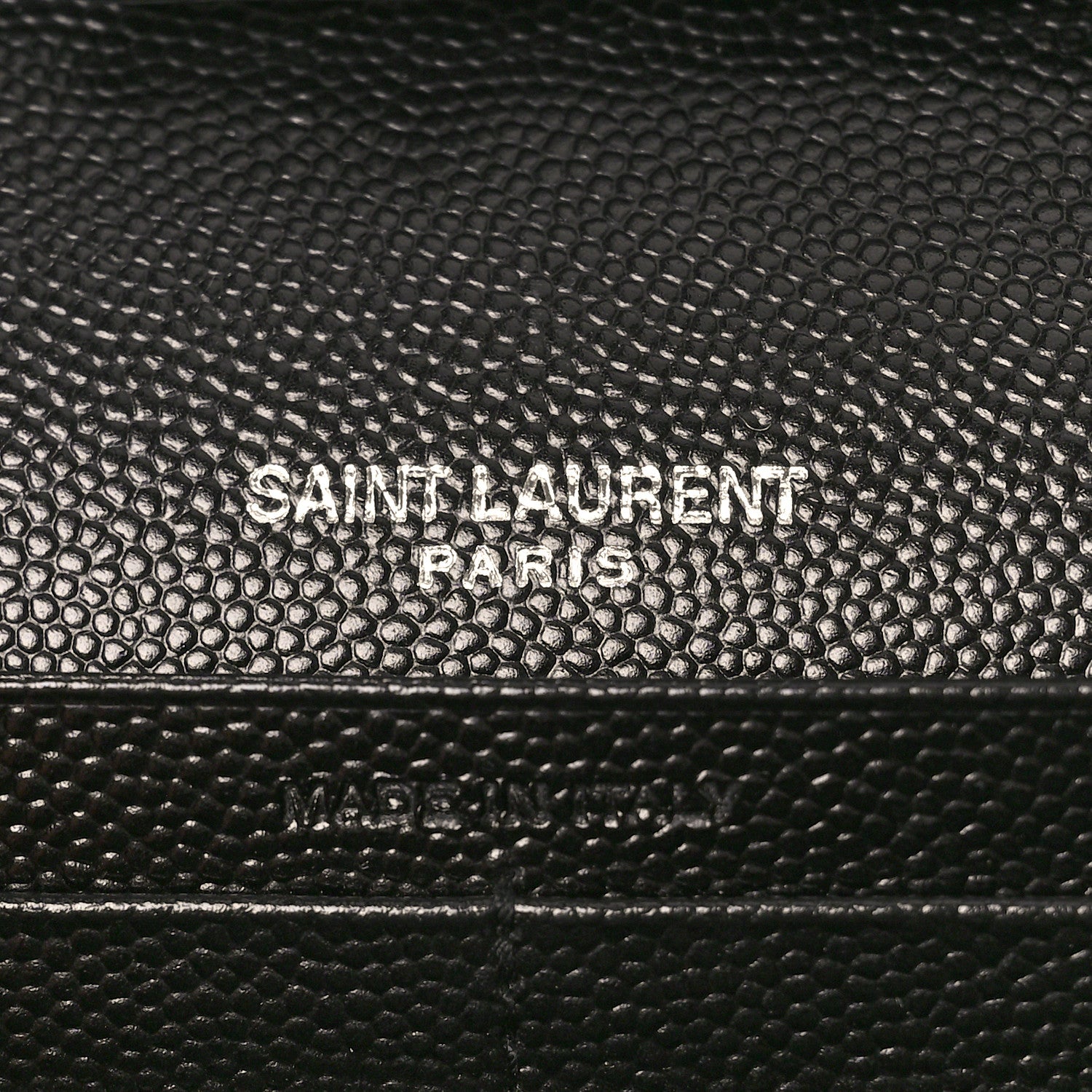 Saint Laurent Grain De Poudre Matelasse Chevron Monogram Chain Wallet Black 6 of 9