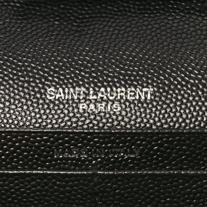 Saint Laurent Grain De Poudre Matelasse Chevron Monogram Chain Wallet Black 6 of 9