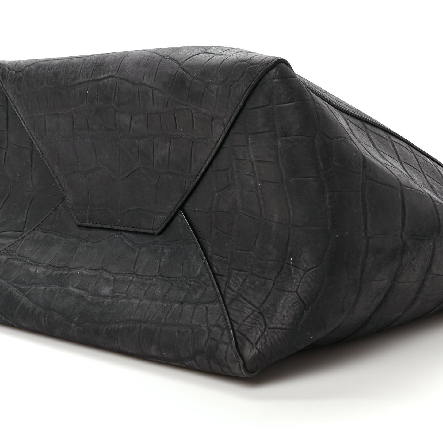 Crocodile Embossed Calfskin Medium Belt Cabas Phantom Black