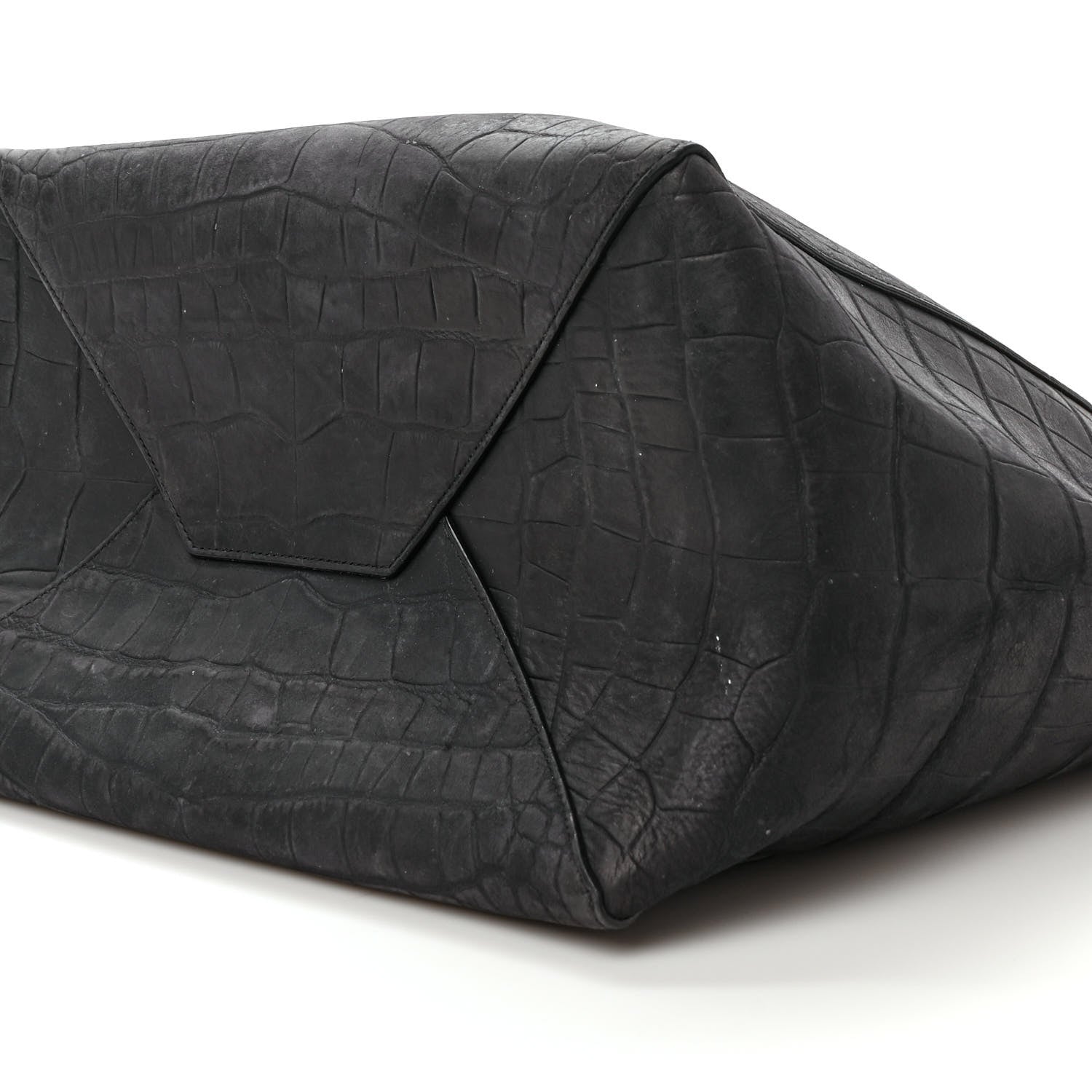 Celine Crocodile Embossed Calfskin Medium Belt Cabas Phantom Black 8 of 8
