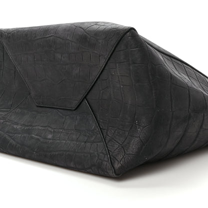 Celine Crocodile Embossed Calfskin Medium Belt Cabas Phantom Black 8 of 8