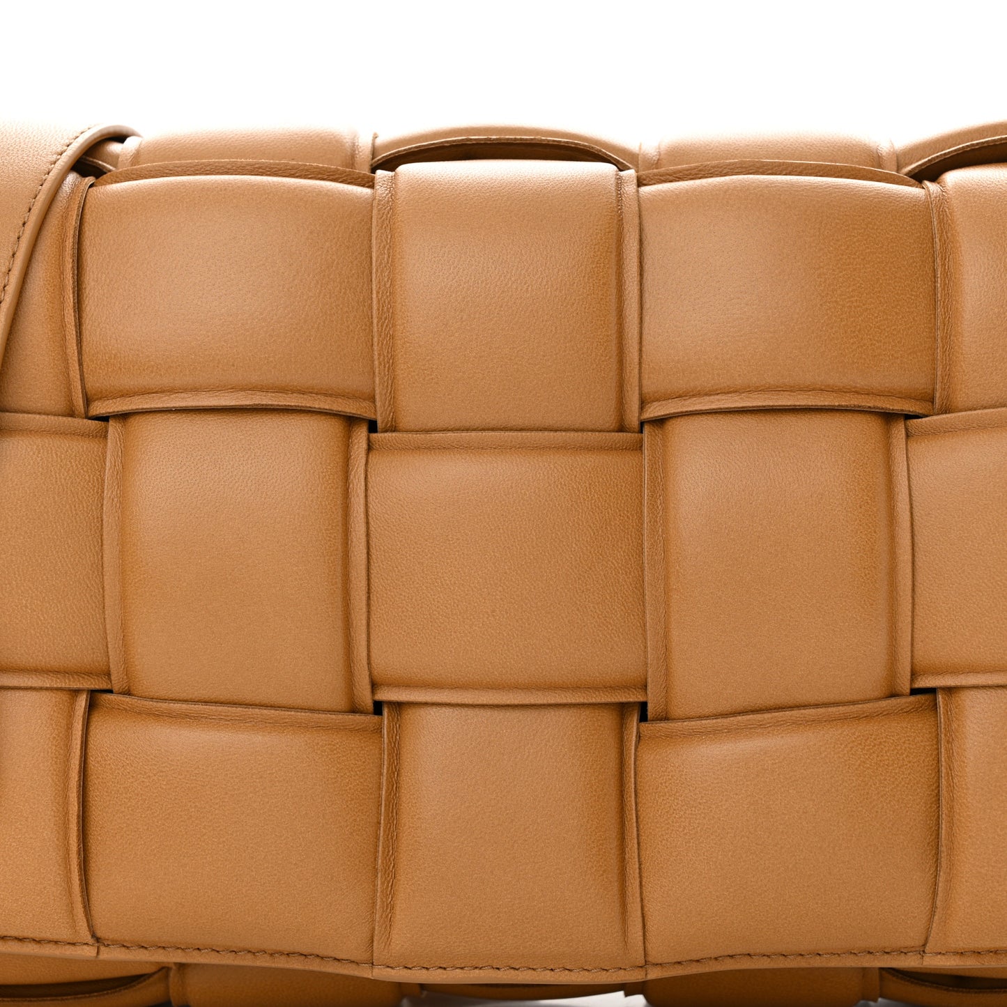 Nappa Maxi Intreccio Padded Cassette Crossbody Bag Caramel