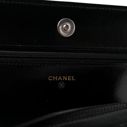 Chanel Shiny Crumpled Calfskin Quilted Chanel 19 Wallet On Chain WOC Black 6 of 13