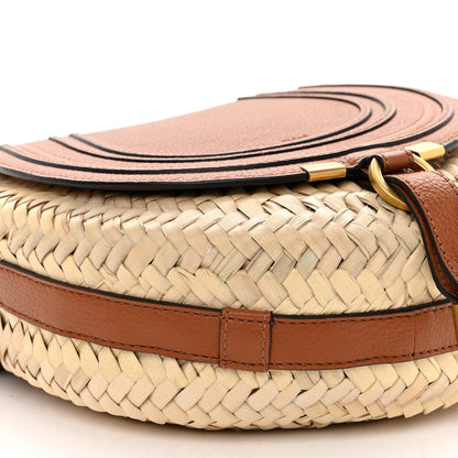 Chloe Raffia Small Grain Calfskin Small Marcie Basket Crossbody Tan 8 of 11