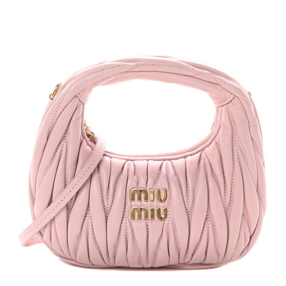 Miu Miu Nappa Matelasse Mini Wander Hobo Alabaster Pink 1 of 10
